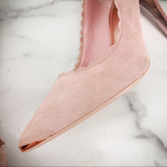 COPY - TED BAKER Heels Pink Sloana Scalloped Trim Suede - Picture 10 of 16